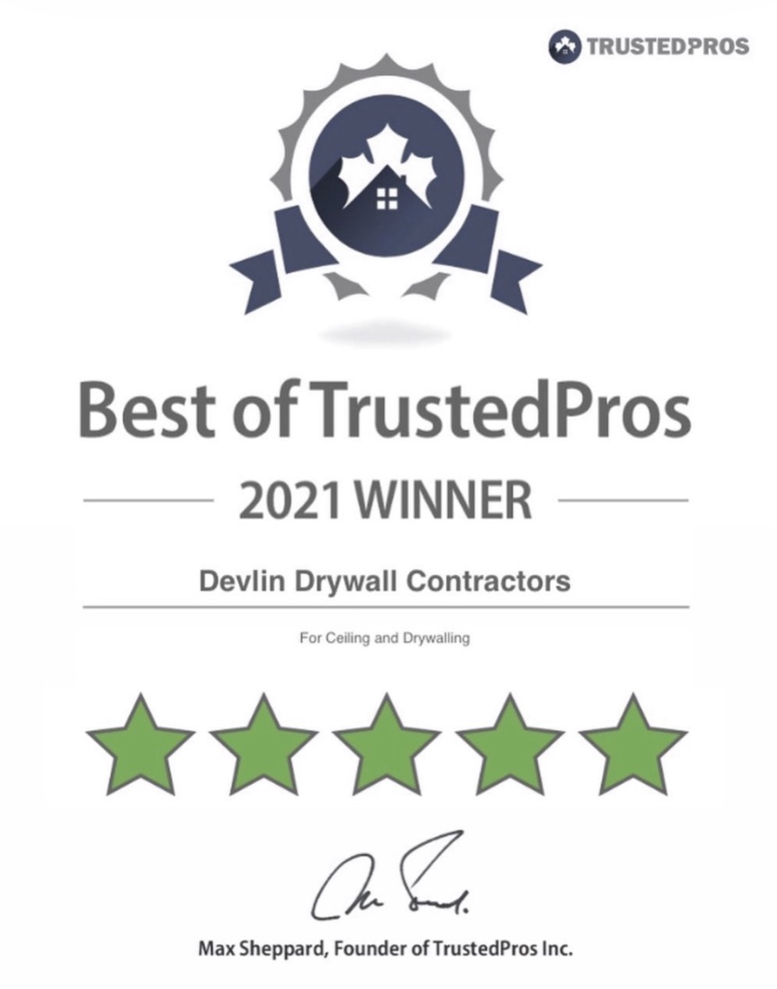 Best of TrustedPros 2021 Winner, Devlin Drywall Contractors