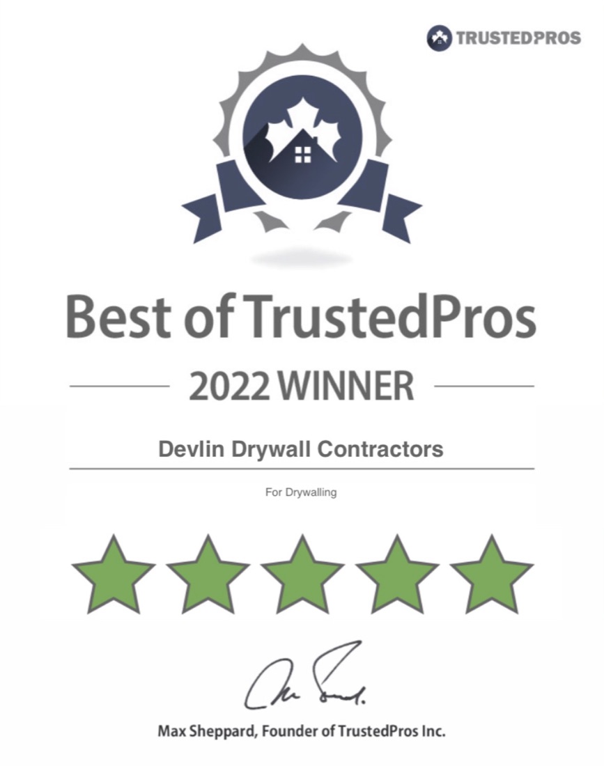 Best of TrustedPros 2022 Winner, Devlin Drywall Contractors