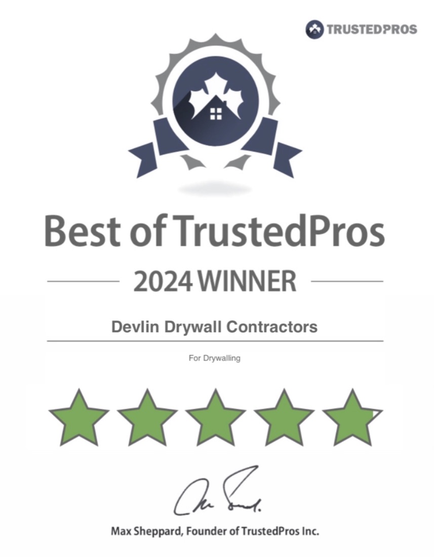 Best of TrustedPros 2024 Winner for Drywalling, Devlin Drywall Contractors